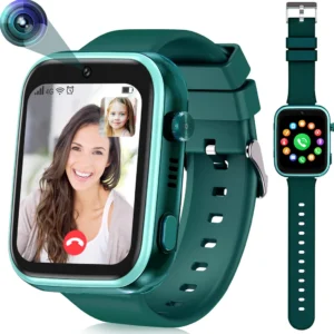 (Green) Kids' 4G Smartwatch with GPS and Phone, Smartwatch for Kids with Wi-Fi Video Call Camera SOS, IP67 Waterproof Kids' Smartwatch with GPS Real-Time Location Tracking, Music Video Player, Alarm