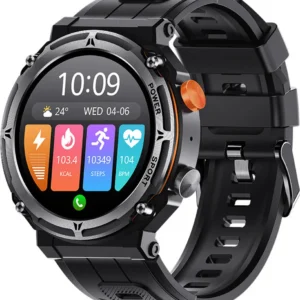 Rugged Smart Watch for Men, Sports Fitness Tracker, Bluetooth Call Smartwatch, Waterproof for Android and iOS, Outdoor Use