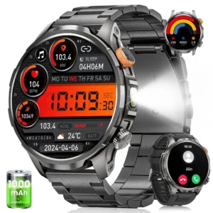 2026 1000mAh Battery Military Smartwatch for Men 1.91" AMOLED Display Smartwatch Heart Rate/SpO2/Sleep Monitoring for Android and iOS