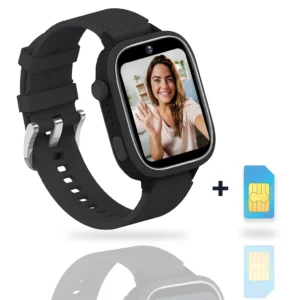AngelTech Kids SmartWatch Ultra – Slim Size – 4G – GPS Watch for Children – 1GB RAM – 8GB ROM – Smartwatch for Children – Includes SIM Card – Black