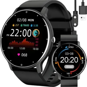 Smartwatch Smart Watch 45mm Wristwatch Touchscreen Sport Band Fitness Bracelet Black Watch Gift Call Android iOS Men Women Black Retoo