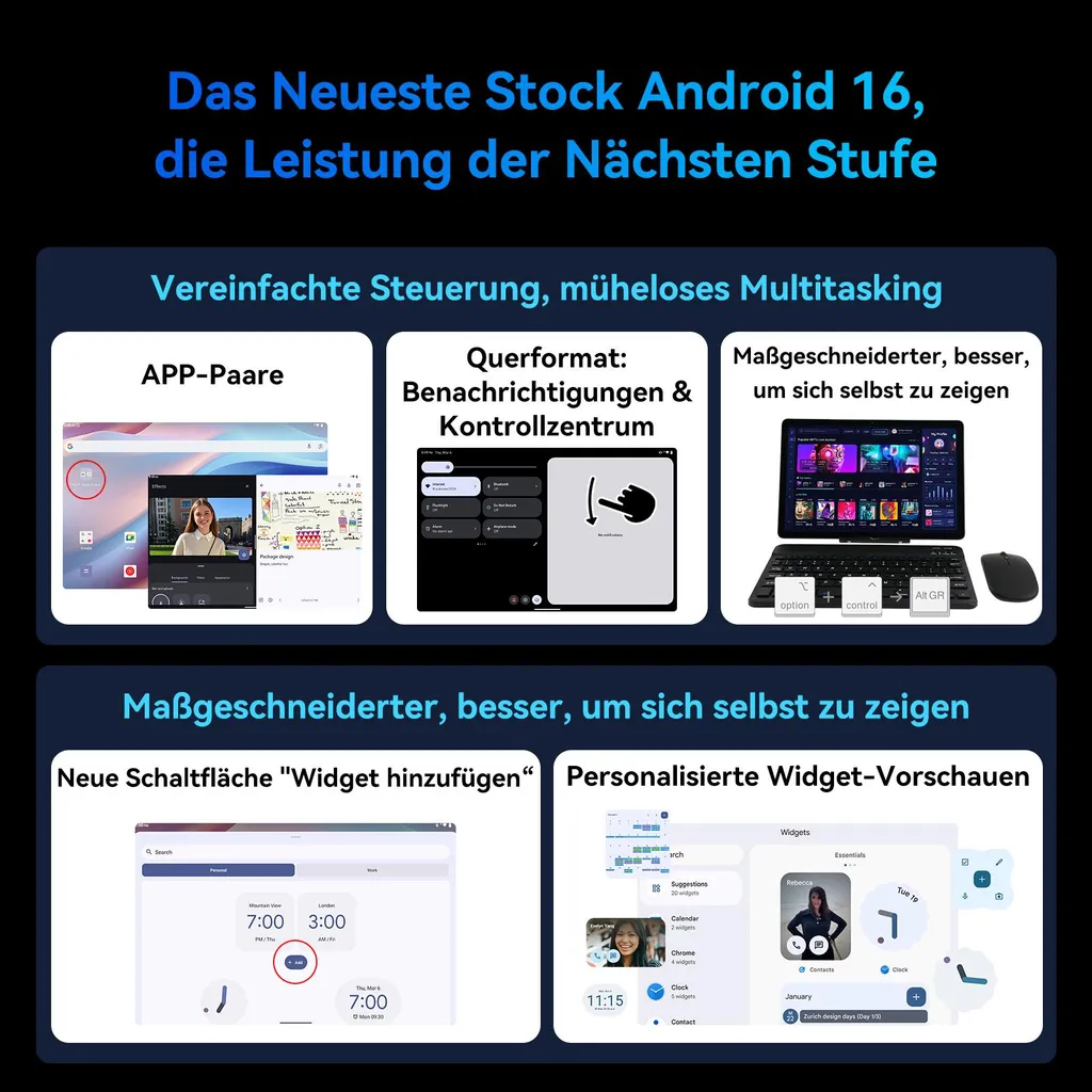 TABWEE T90 Tablet Android 16, 11 inch, 24GB (8+16) RAM+128GB ROM(2TB TF), 5G WiFi, with pen/mouse/keyboard, 8000mAh/16MP+8MP/Widevine L1/Gemini AI - Image 3