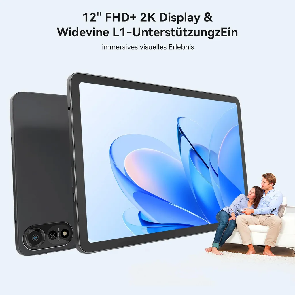 Blackview Mega2 Android 15 12'' 2K Display FHD Tablet, 36(12+24) GB + 256GB 2TB Expandable, 5G WiFi, Dual 4G, 9000mAh, incl. Stylus, Mouse, Keyboard, cable - Image 9