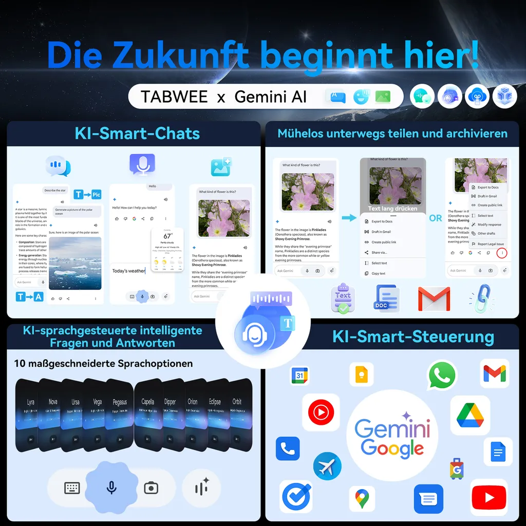 TABWEE T90 Tablet Android 16, 11 inch, 24GB (8+16) RAM+128GB ROM(2TB TF), 5G WiFi, with pen/mouse/keyboard, 8000mAh/16MP+8MP/Widevine L1/Gemini AI - Image 9